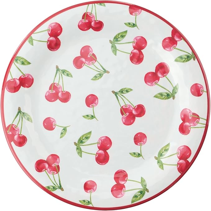 UPware 12 Piece Cherry Melamine Dinnerware Sets Outdoor Dishes Set Plates and Bowls Sets Service for 4 Red