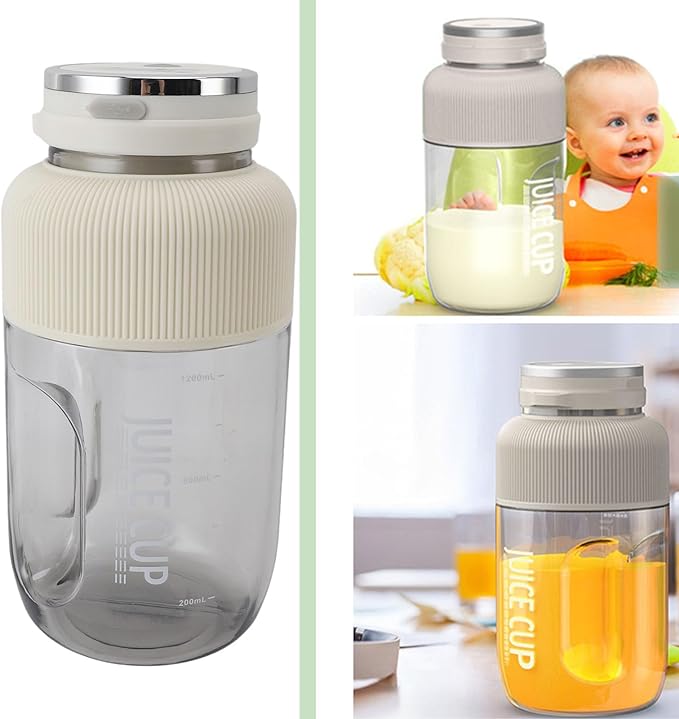Electric Juicer Cup Mini Blender Bottles USB Rechargeable Portable Fruit Blender with Stainless Steel Blades Electric Mixer for Smoothies and Shakes (White)