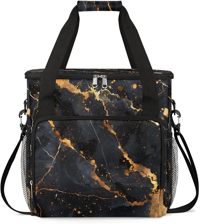 Black Gold Marble Coffee Maker Carrying Bag for Keurig K-Mini or K-Mini Plus Storage Portable Coffee Maker Travel Bag