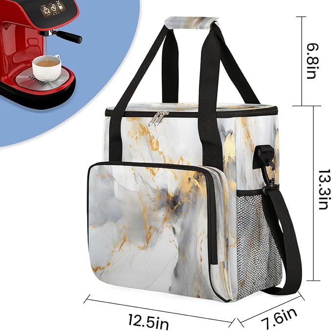 Patterns Classic Marble Coffee Maker Travel Bag for K-Mini or K-Mini Plus Single Serve Coffee Brewer Portable Storage Tote Case for Tarvel