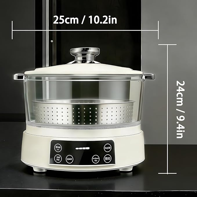 3L Low Carb Rice Cooker Multi-Rice Cooker with Auto Lift Filter Basket Separate Rice from Soup Steam or Boil Smart Touchscreen Precise Temperature Control for Home Use