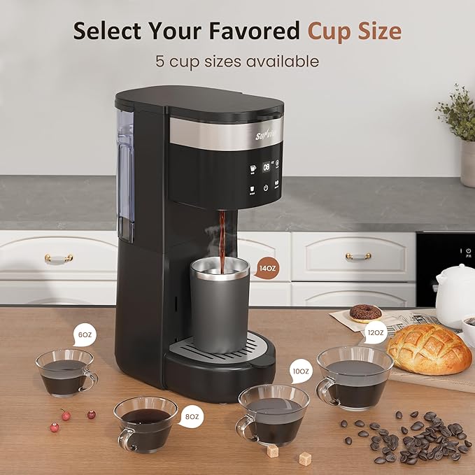SUNVIVI Single Serve Iced Coffee Maker 3 Brewing Modes for K-Cup Pod/Ground Coffee 30oz Removable Water Reservoir &amp Reusable Filter Compact for Home &amp Office Black