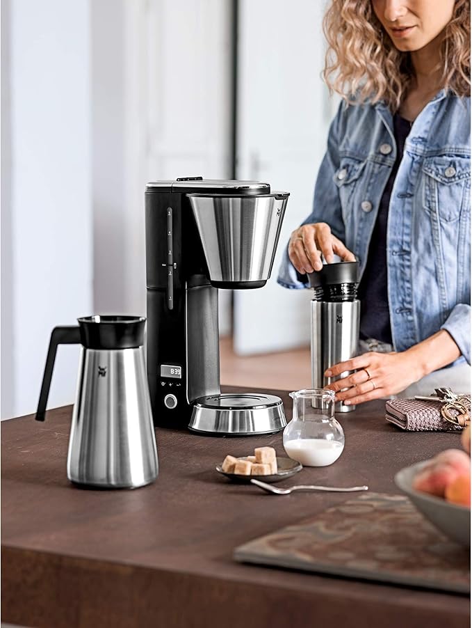 WMF KITCHENminis 0412260011 Aroma Filter Coffee Maker Thermo-To-Go Compact Insulated Jug and Takeaway Mug Cromargan High Quality 760 W Up to 5 Cups