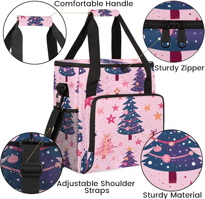 Fantastic Xmas Tree Coffee Maker Carrying Bag Portable Travel Storage Tote Bag Compatible with K-Mini or K-Mini Plus Single Serve Coffee Brewer Carrying Case with Multiple Pockets &amp Shoulder Str