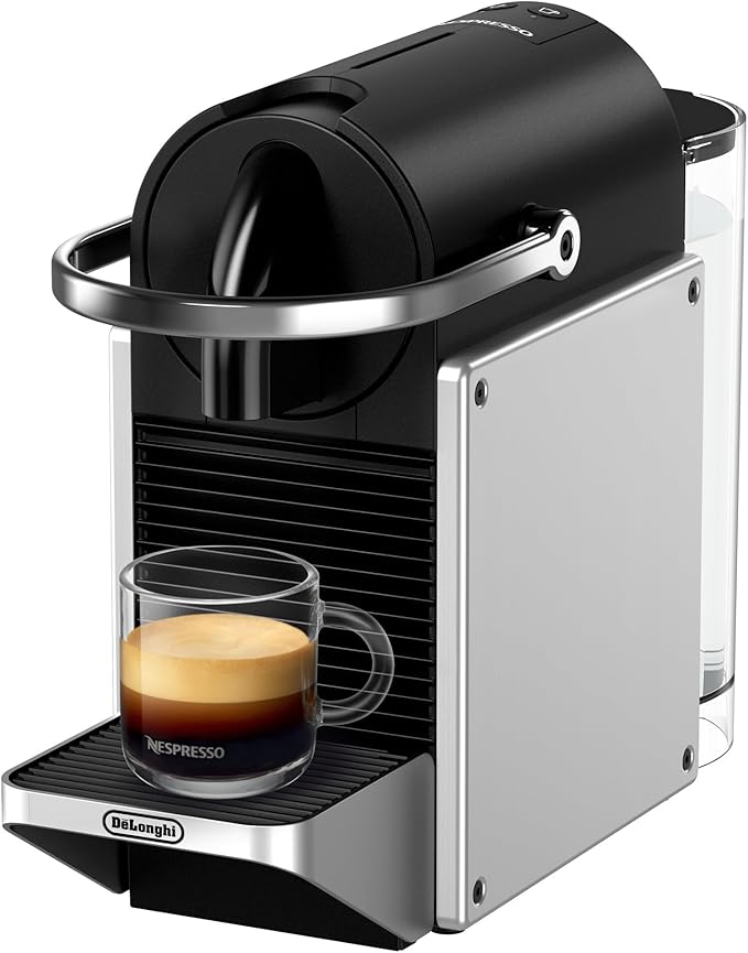 De′Longhi Nespresso Pixie EN127.S Fully Automatic Coffee Machine One-Button Coffee Machine with Multi-Function Welcome Set Included Compact Design 19 Bar Pressure 1260W Silver