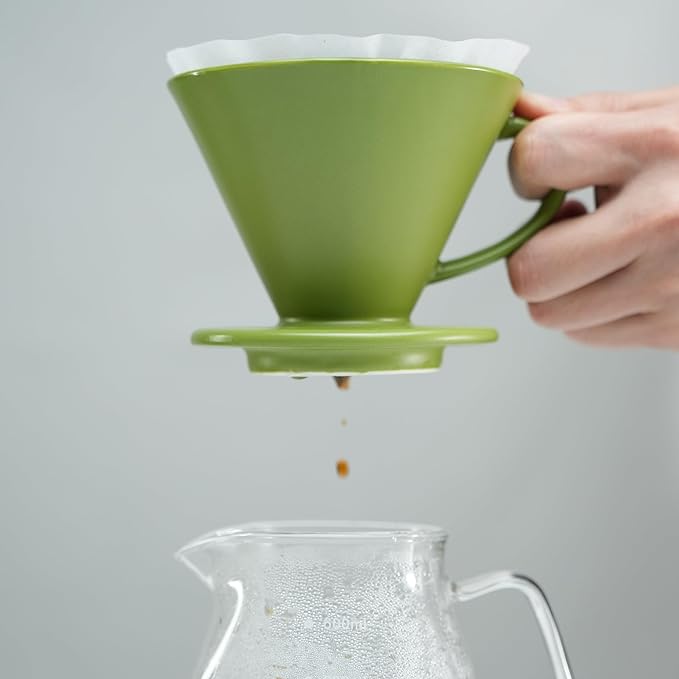 DHPO Artisan Series Coffee Dripper Made of High Fired Ceramic Material Size 02 Ceramic Pour Over Coffee Maker Filter Coffee Slow Brewing Accessories for Home Office and Cafe Green