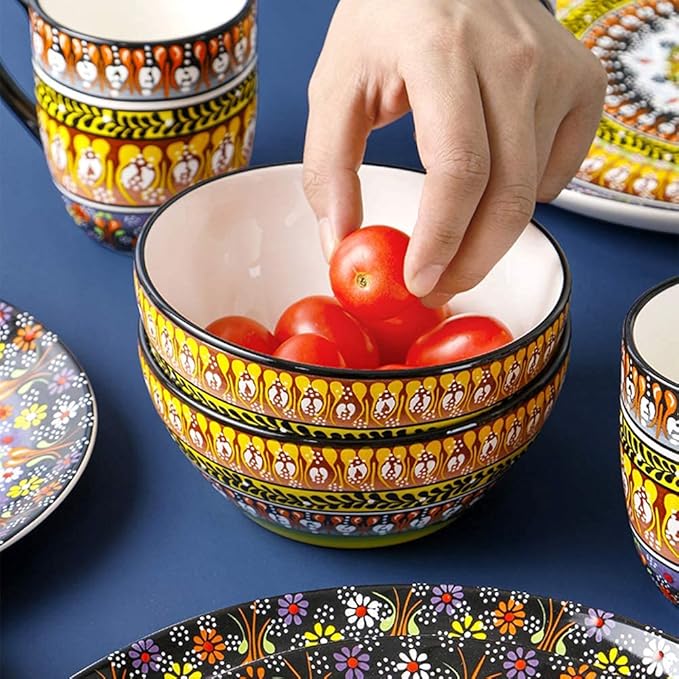 Porcelain Dinnerware Sets Bohemia Tableware Combination Set | 10 Plates / 2 Bowls / 4 Cups / 4 Mugs - Exotic Ceramics Dinner Sets Service for 4 Person Gift for Wedding Housewarming Christmas