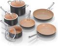 Ninja Pots and Pans Set Non Stick | Extended Life Premium Ceramic Cookware Set | 9-Piece Nonstick | PTFE Free | Oven Safe to 550°F | Induction Compatible | Frying Pan x3 | Cooking Pot x3 | CW99009