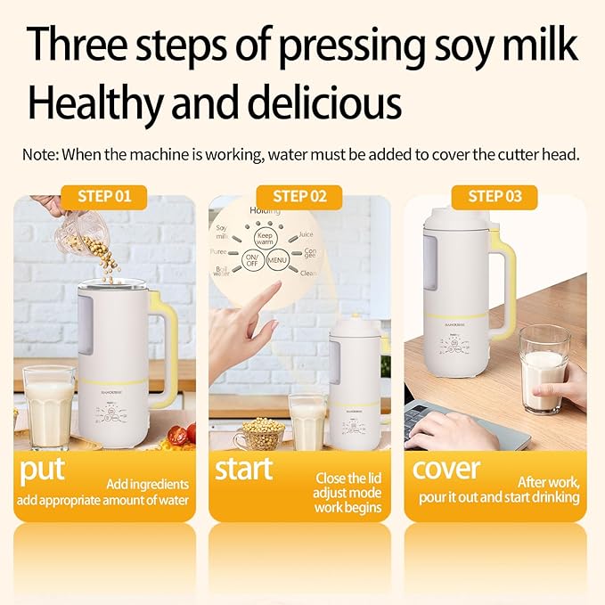 Bamousse Electric Oat Milk Maker White Automatic Plant Based Milk Machine Countertop Blender with Display Window