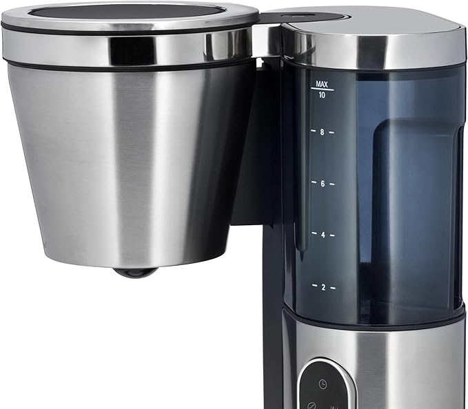 WMF Lumero Filter Coffee Machine Electric Coffee Pot with Glass Carafe Filter Coffee 10 Cups Timer Function Heating Plate Removable Water Tank Auto Shut-Off 1000W