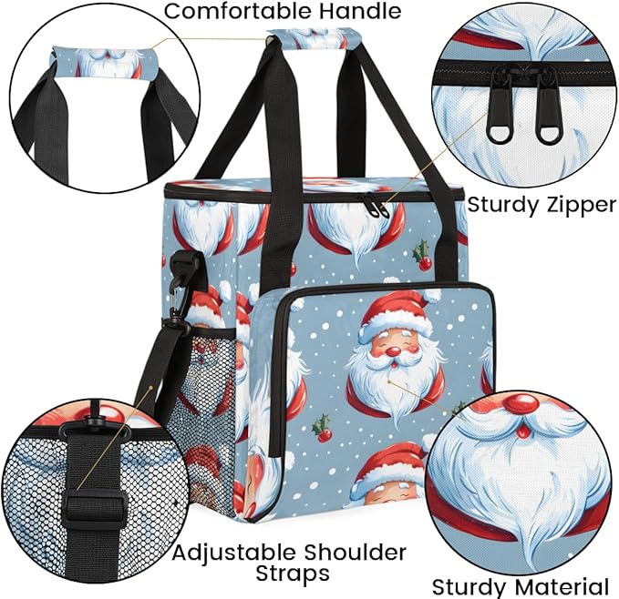 Mystical Santa Claus Coffee Maker Carrying Bag Graffiti Santa Claus Travel Storage Bag Compatible with K-Mini or K-Mini Plus Single Serve Coffee Brewer Carrying Case with Pockets &amp Shoulder Stra