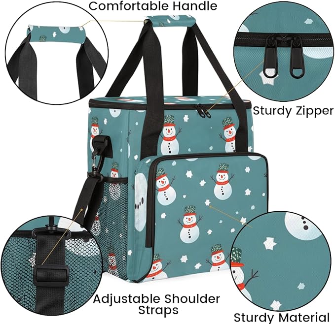 Christmas Snowman Coffee Maker Carrying Bag Mystical Snowman Travel Storage Bag Compatible with K-Mini or K-Mini Plus Single Serve Coffee Brewer Carrying Case with Multiple Pockets &amp Shoulder St