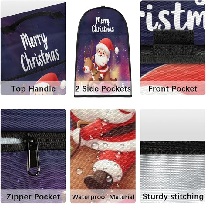 cfpolar Kitchen Aid Mixer Cover Compatible with 6-8 Quarts Santa Claus Elk Christmas Stand Mixer Cover Kitchen Aid Mixers Accessories Appliance Organizer Bag Dust Covers with Zipper Pocket