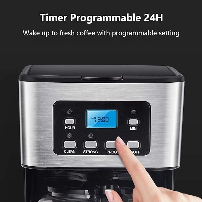 Coffee Maker Coffee Makers with Timer Djustable Keep Warm Plate Water Window for Maximum Flavor Kitchen Essentials