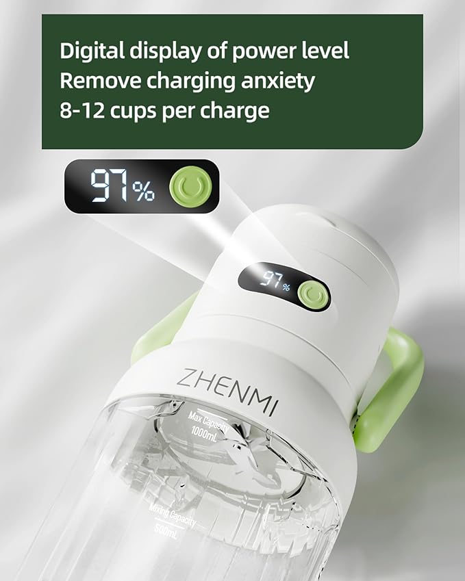 Portable Blender Personal Blender for Smoothies &amp Shakes Cordless 33oz BPA-Free Vessel 18000RPM Motor Leakproof Lid with Sip Spout USB-C Rechargeable Easy-to-Clean Parts (Green)