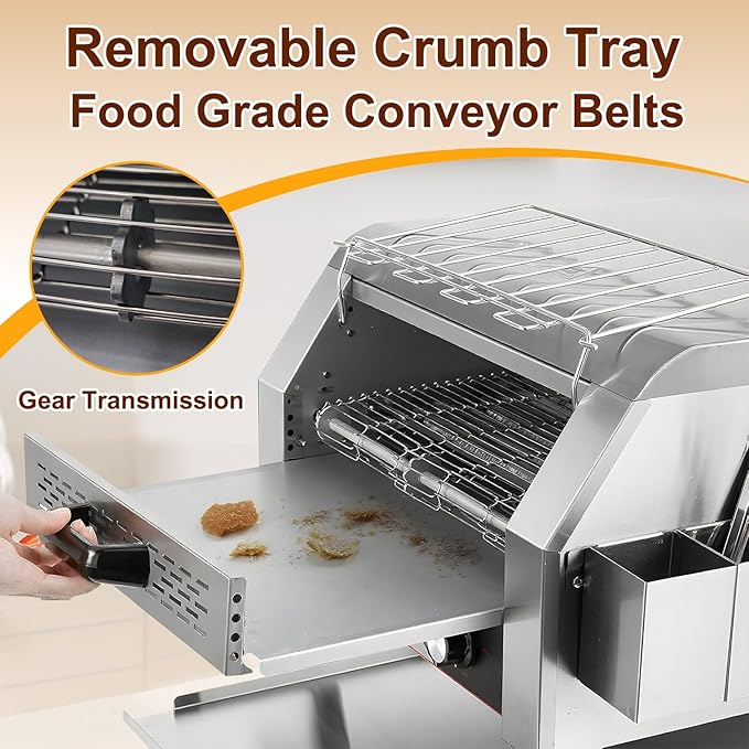 450 Slices/Hour commercial toaster conveyorHeavy Duty Commercial Stainless Steel Restaurant Conveyor Toaster for Bun Bagel Bread110V 2600W