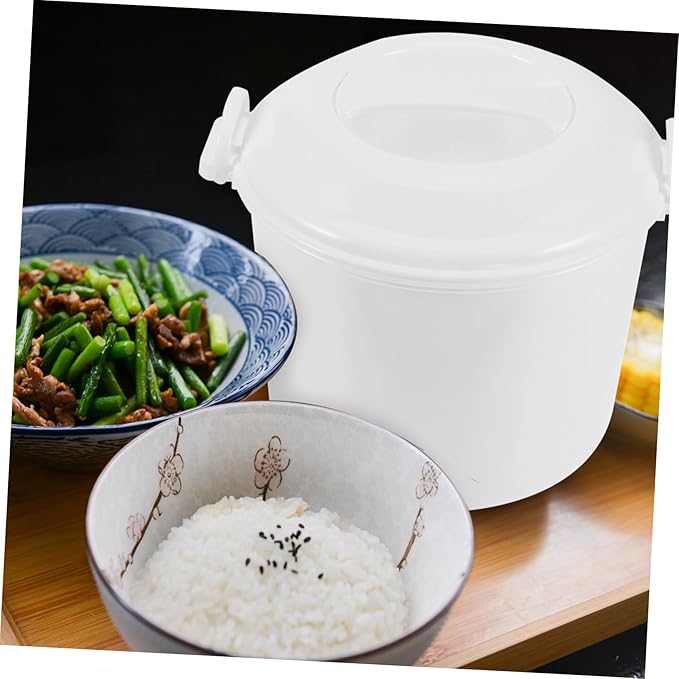 PRETYZOOM Microwave Rice Cooker with Lid and Steaming Tray Large Capacity Multi Function Rice Cooker and Steamer for Family Meals Convenient Microwave Oven Cooking Container