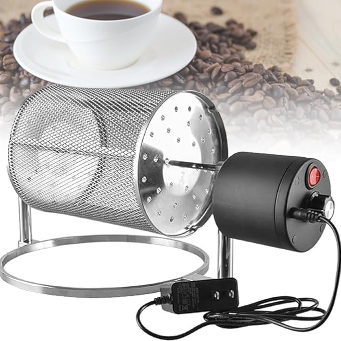 Drum Coffee Bean Roaster MachineMovable Lock SafeAdjustable Rotation Speed Stainless Steel Coffee Bean Roaster for Raw Beans