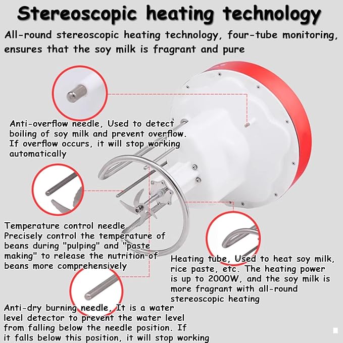 Fully Automatic Breakfast Shop Soy Milk Machine Large Capacity Large Filter-Frees Grain Soy Milk Machine Commercial Rice Cereal Machine (10L)