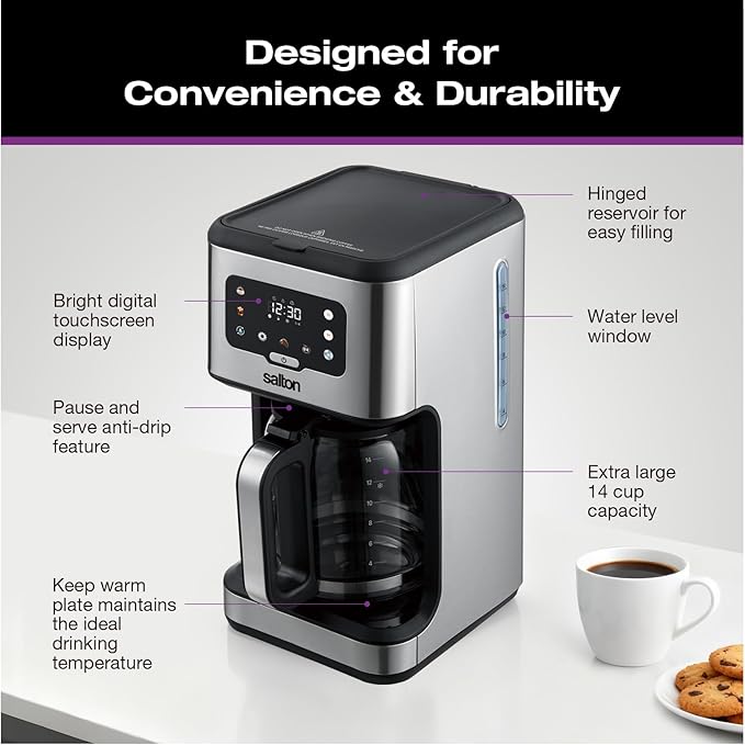 Salton Stainless Steel Digital Coffee Maker - 14 Cup