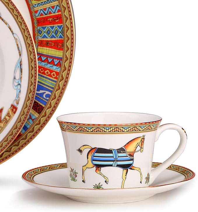 8 Piece Dinnerware Sets Bone China Dinner Plate Scratch Resistant Microwave Oven Dishwasher Safe