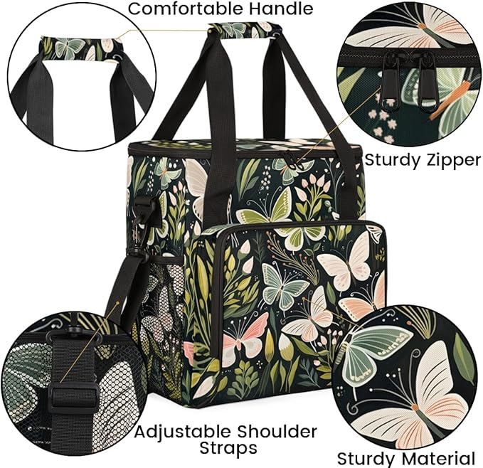 Abstract Butterfly Coffee Maker Carrying Bag Flowers Butterfly Travel Storage Bag Compatible with K-Mini or K-Mini Plus Single Serve Coffee Brewer Carrying Case with Pockets &amp Shoulder Strap