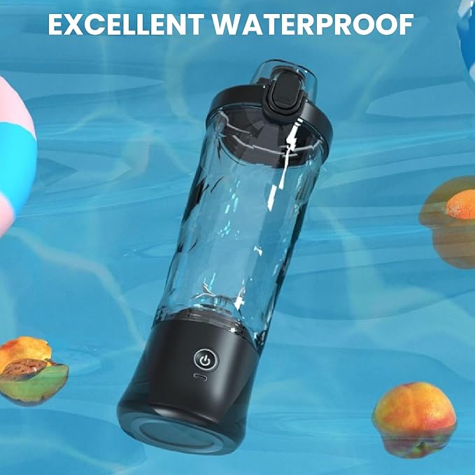 Portable Blender 150W 600ml 18000RPM USB Rechargeable Mini Juicer Cup Electric Fruit Mixer with Stainless Steel Blades for Travel Black