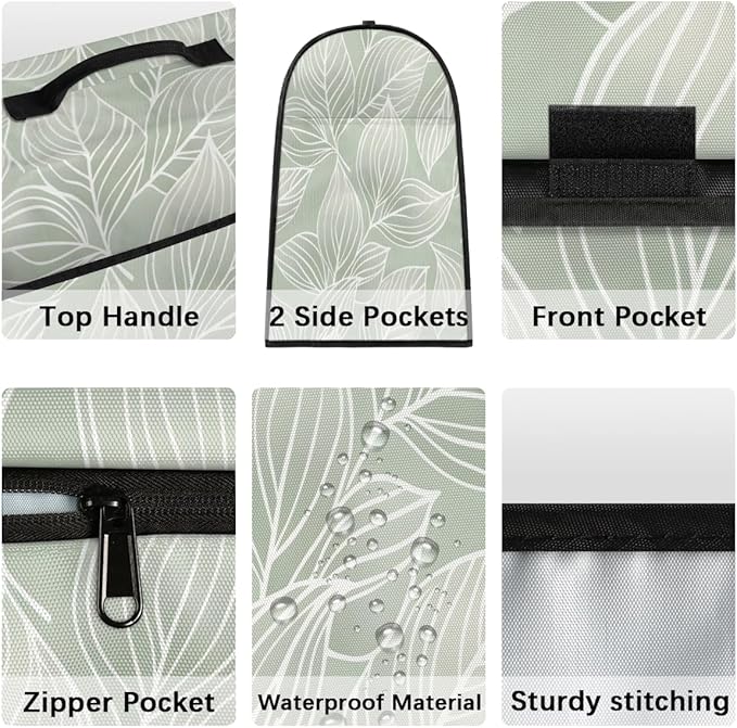 Kitchen Aid Mixer Cover Simple Pattern Green Stand Mixer Cover Compatible with 6-8 Quarts Stand Mixers Dust Covers with Zipper Pocket Foldable Washable Kitchen Aid Organizer Bag