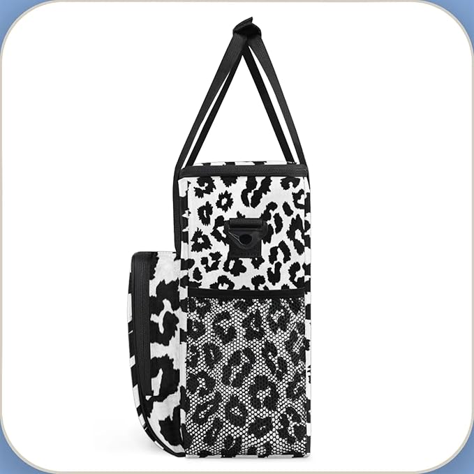Leopards Animal Print Coffee Maker Travel Bag for Keurig K-Mini/K-Mini Plus Insulated Waterproof Tote with Pockets for K-Cup Portable Single-Serve Brewer Case