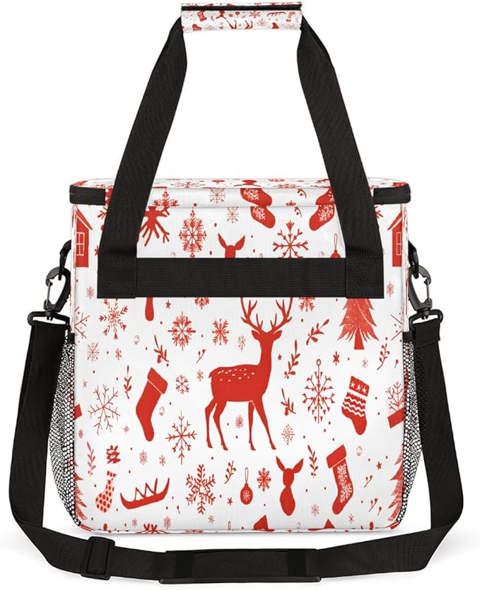 Christmas (739) Coffee Maker Carring Bag Travel Carrying Storage Tote Bag Compatible with Keurig K-Mini or K-Mini Plus Portable Single Serve Coffee Brewer Case with Pockets for K-cup Pods