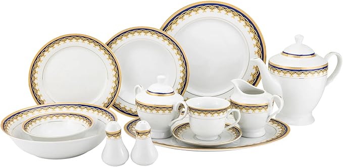 Euro Porcelain 57-pc Banquet Dinnerware Set Luxury Bone China Tableware Service for 8