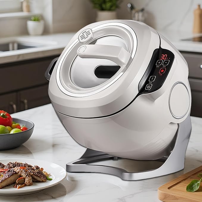 2000W Commercial Food Processor &amp Automatic Cooker - 6L Stainless Steel Pot with 360° Rotation 3D Heating 3 Speed Modes for Stir Frying/Soup/Rice Home &amp Restaurant Kitchen Appliance