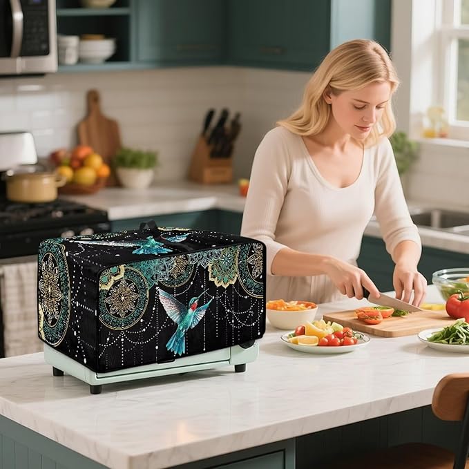 Toaster Oven Cover with Side Pockets Fits Most Kitchen Countertop Appliances Dustproof Toaster Oven Covers for Family Kitchen Essential Hummingbird Floral
