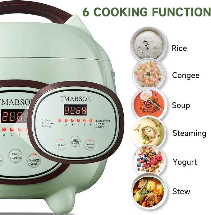 Rice Cooker 6 Cup (Cooked) Small Rice Cooker with 6 Cooking modes24-Hr Delay Timer and Auto Keep Warm Function Non-Stick Inner Pot1.6L Suitable For 1-3 People