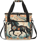 Abstract Horse Coffee Maker Carrying Bag Boho Horse Travel Storage Bag Compatible with K-Mini or K-Mini Plus Single Serve Coffee Brewer Carrying Case with Multiple Pockets &amp Shoulder Strap