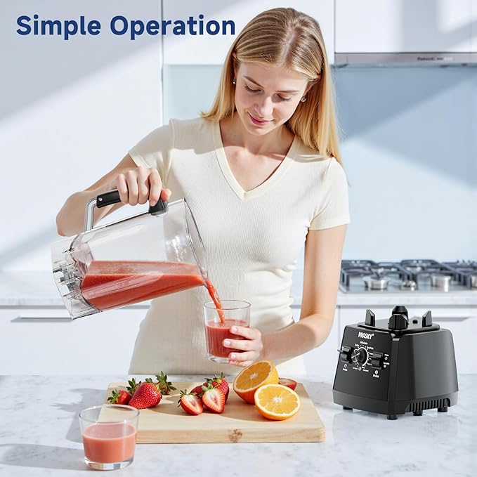 Blender Smoothies 102oz Large Capacity Kitchen Blender 1000Watts Motor 2-in-1 Professional Countertop Blenders and Grinder Combo Frozen Fruit Ice Crush Nuts BPA-Free - Black