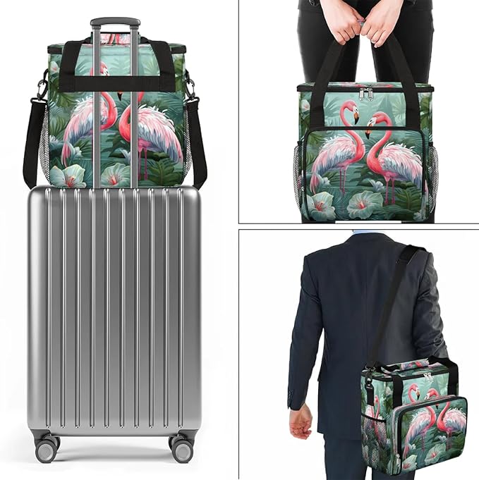 Flamingos Leaves Flowers Coffee Maker Carrying Bag for Keurig K-Mini or K-Mini Plus Storage Portable Coffee Maker Travel Bag