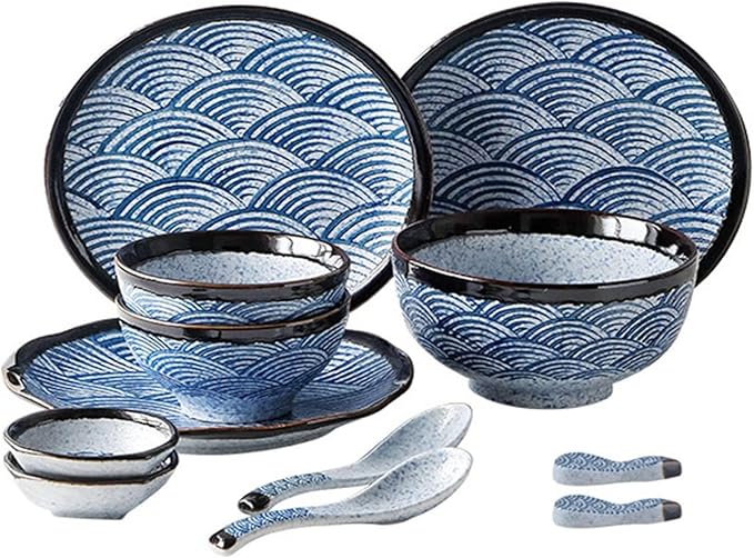 Dinnerware Set 12 Piece Dishes Set Plates and Bowls Set for 2 Kitchen Porcelain Dinnerware Sets Ceramics Dinner Set Tableware Set Dishwasher and Microwave Safe