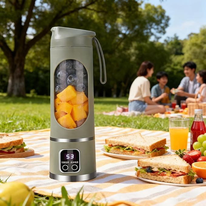 Portable Juicer | 450ml Wireless Mixer with LED DisplayPortable Blender Cup | for Home Gym Kitchen Beach School Camping Hiking Picnic Vacation Apartment Dorm
