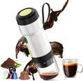 Portable Espresso Machine 3-in-1 Self-Heating Portable Coffee Maker for Travel with Rechargeable Battery Cordless Electric Mini Espresso Maker for RV Hiking Camping Office (White) (White)