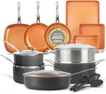 GOTHAM STEEL 20 Pc Ceramic Cookware Set Copper Pots and Pans Set Non Stick with Bakeware Cooking Utensils and Steamer Oven and Dishwasher Safe