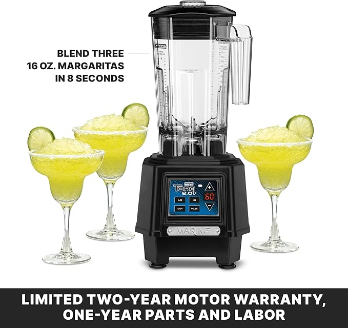 Waring Commercial TBB160 TORQ 2 Horsepower Blender Electronic Keypad with 60-Second Countdown Timer and a 48 oz. BPA Free Copolyester Container 120V 5-15 Phase PlugBlack