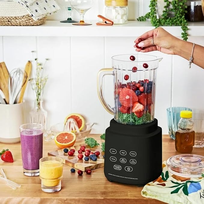 PowerExact Blender 700W with PrecisionSense Auto-Adjust Dual Jar System 4 Preset Programs Dishwasher Safe Parts (Black Sesame)