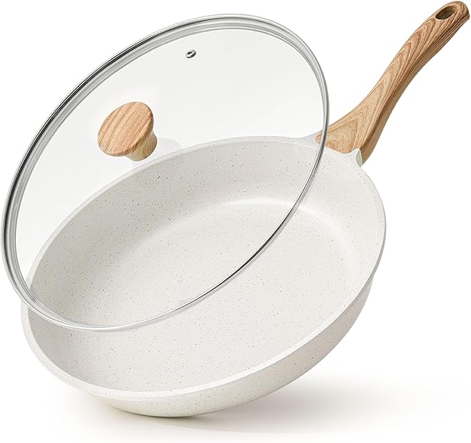 SENSARTE Ceramic Nonstick Cookware Set 17 Piece includes 8 Inch Omelet Pan with Lid Induction Compatible Frying Pan Skillet