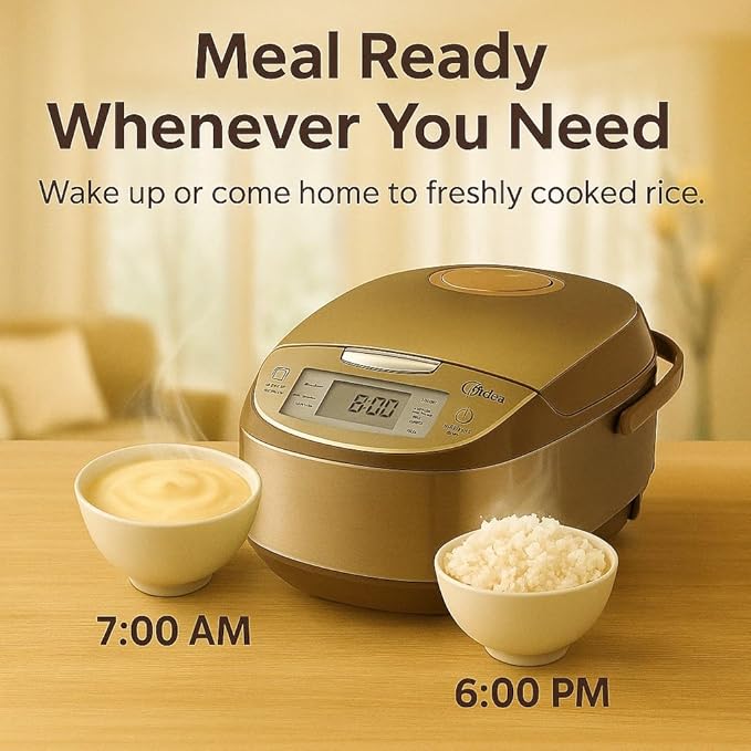 Midea Micom Rice Cooker Digital Multi-Functional Ricer Cooker/Steamer Brown Rice Slow Cooker (3L/5.5Cup Champange) MB-FS3017