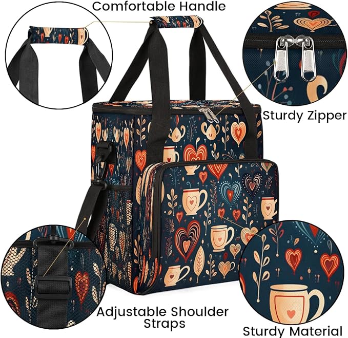 Coffee Heart Leaf Coffee Maker Carrying Bag Compatible with K-Mini or K-Mini Plus Portable Single Cup Coffee Maker Case with Pockets for K Cup Pods