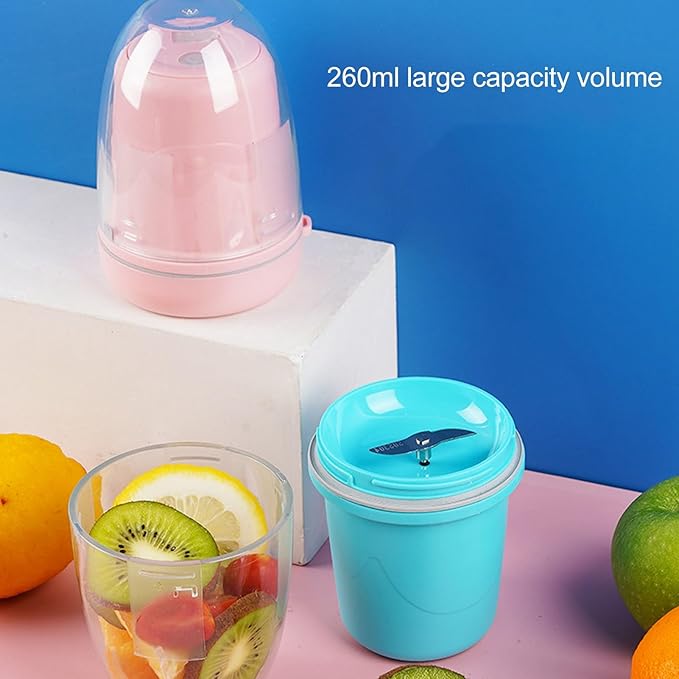 260ml Portable Juicer Cup Portable Juicer Cup with USB Cable Multifunctional Fruit Mixing Machine for Gym Travel Kitchen (Blue)