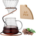 Coffee Pour Over Set – Complete Pour Over Coffee Maker with Dripper 40Filters and Metal Stand – Portable &amp Stylish V60 Style Drip Coffee Brewer