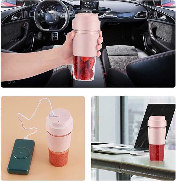 Portable Electric Juicer Cup 300ML USB Charging Handheld Electric Blender Cup with Stainless Steel Blades Make Ice Gaza Milkshakes Juice (#1)