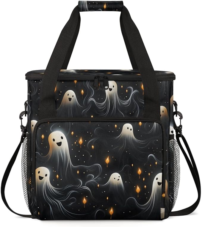 Cute Halloween Ghosts Coffee Maker Carrying Bag Portable Travel Storage Tote Bag Compatible with K-Mini or K-Mini Plus Single Serve Coffee Brewer Carrying Case with Multiple Pockets &amp Shoulder S